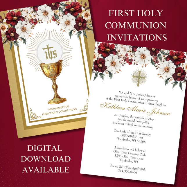 Invitación Eucaristía Floral de la Santa Comunión Católica (Subido por el creador)