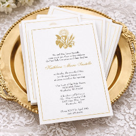 Invitación Eucaristía minimalista de Primera Comunión en oro