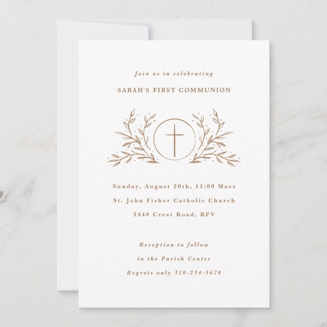Invitación Eucaristía Personalizado Color Primer Comunión (Anverso)
