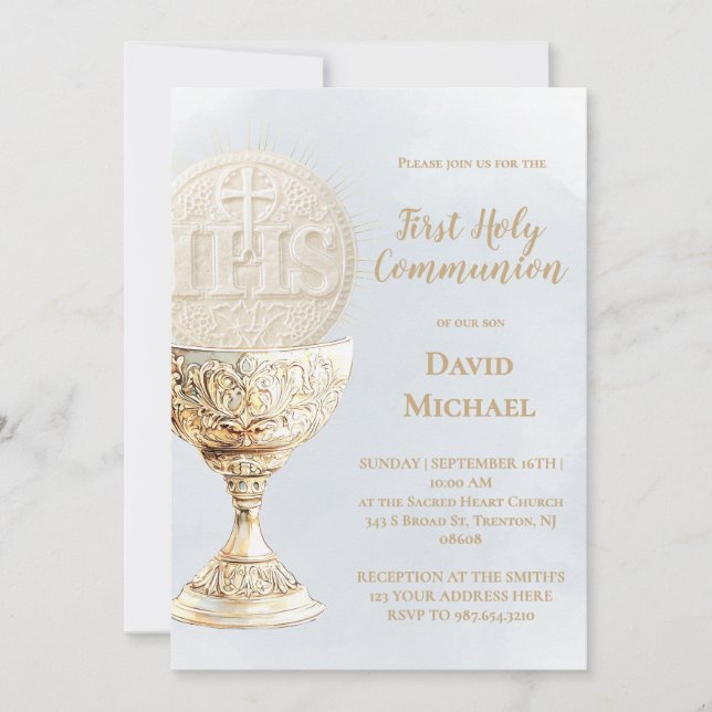 Invitación Eucharist First Holy Communion (Anverso)
