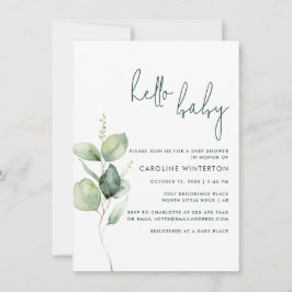 Invitación Euclyptus Sexo Botánico Baby Shower Neutral