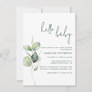 Invitación Euclyptus Sexo Botánico Baby Shower Neutral