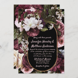 Invitación Euforia Borgoña y Boda floral Rústica Rosa