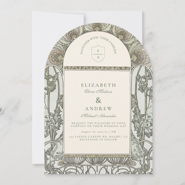 Invitación European Botanical Arch Wedding (Anverso)