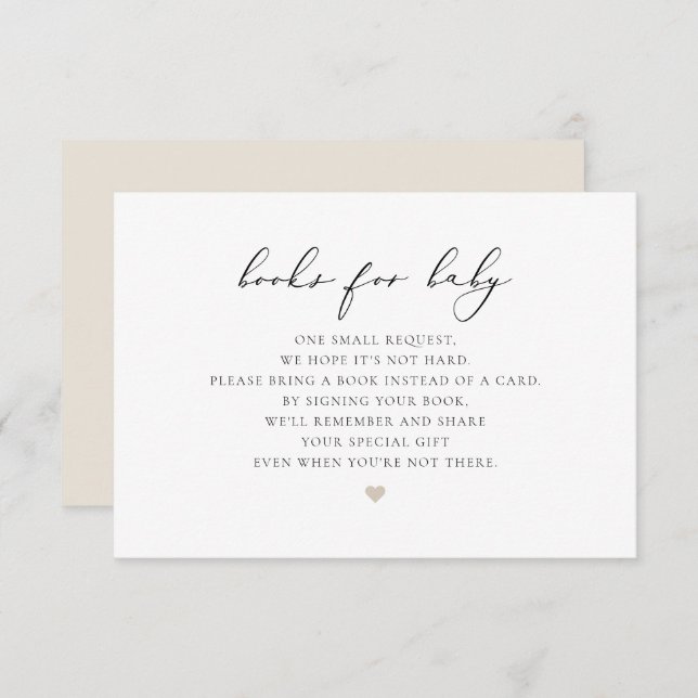 Invitación EVELYN Elegant Calligraphy Books for Baby Card (Anverso / Reverso)