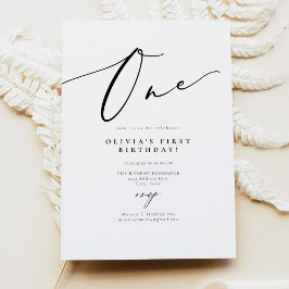 Invitación EVELYN Elegant Calligraphy Script Primer cumpleaño