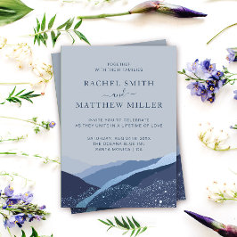 Invitación Evenin en las montañas de las colinas azul polvo a