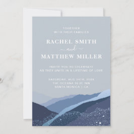 Invitación Evenin en las montañas de las colinas azul polvo a