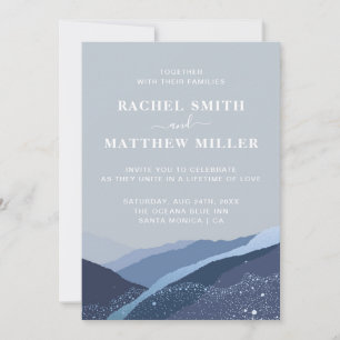 Invitación Evenin en las montañas de las colinas azul polvo a