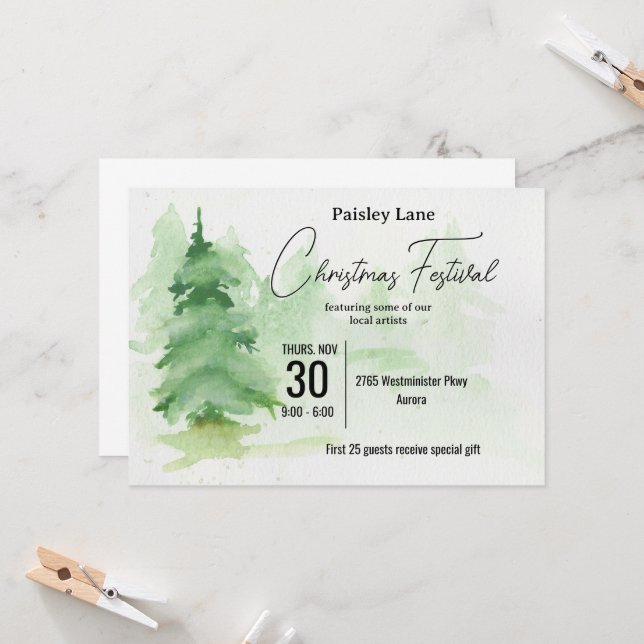 Invitación Event Invitation for Christmas Tree Festival (Anverso/Reverso In Situ)