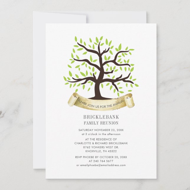 Invitación Evento anual de árbol genealógico familiar (Anverso)