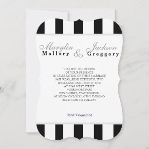 Invitación Evento boda Clásico Navy Banda Azul y Blanca