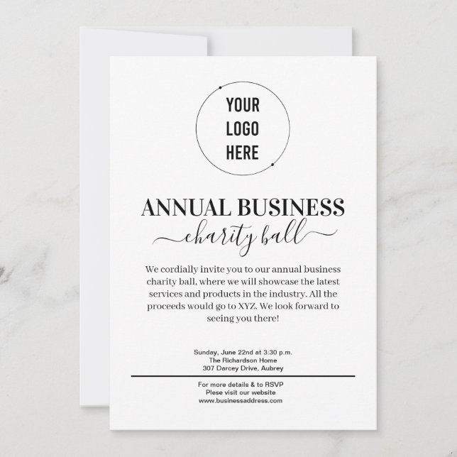 Invitación evento comercial minimalista (Anverso)