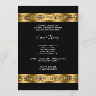 Invitación Evento corporativo de fiesta negro y dorado