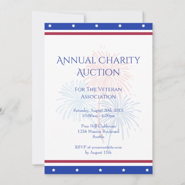 Invitación Evento Corporativo Patriotic Stars Charity Ball (Anverso)