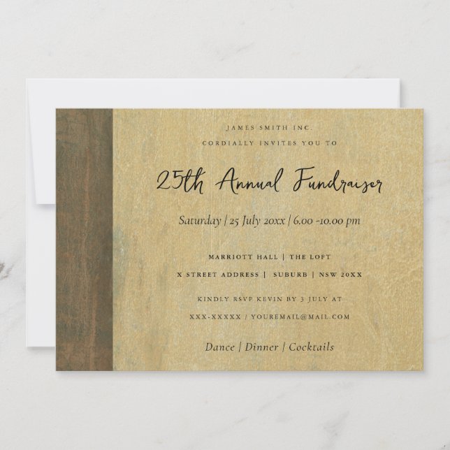 INVITACIÓN EVENTO CORROSIVO GRUNGE AMARILLO CORPORATIVO METAL (Anverso)