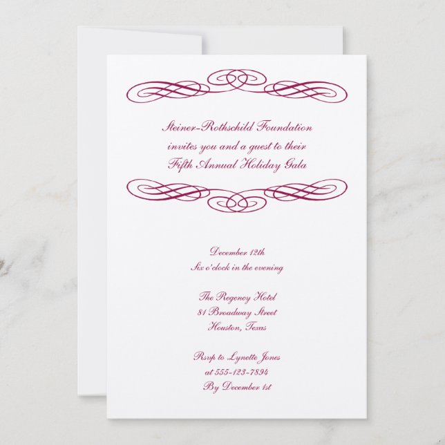 Invitación Evento de baile formal de gala de escritura de cin (Anverso)