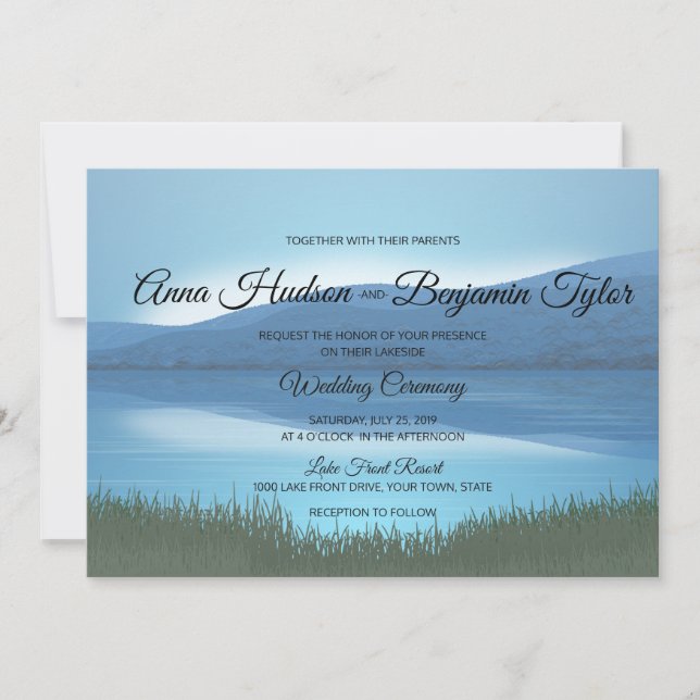Invitación Evento de Boda al lado del lago de Calmología Rúst (Anverso)