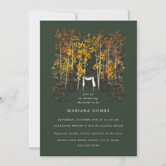 Invitación Evento de Boda de Altar de Árboles de Otoño (Anverso)