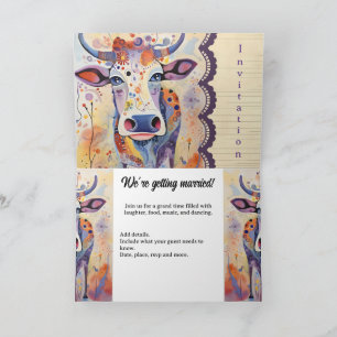 Invitación Evento de boda de granja Colorful Cow