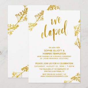Invitación Evento de Boda del Botánico Gold We Eloped Post