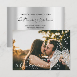 Invitación Evento de Boda gris con burbujas de vidrio de cump