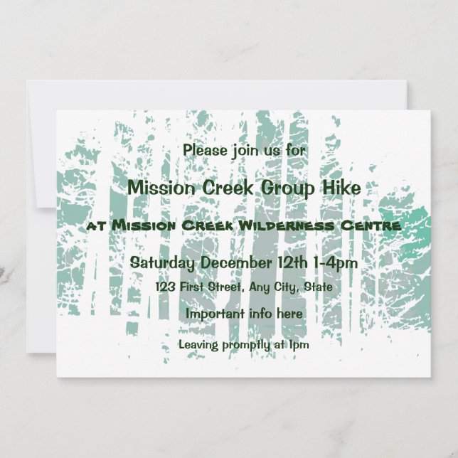 Invitación Evento de caminata del grupo Forest Wilderness Par (Anverso)