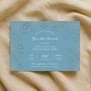 Invitación Evento de Cena de Gala de Negocios con Brillo Azul