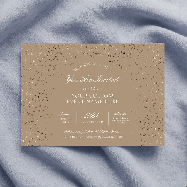 Invitación Evento de Cena de Gala Empresarial con Brillo Dora (Subido por el creador)