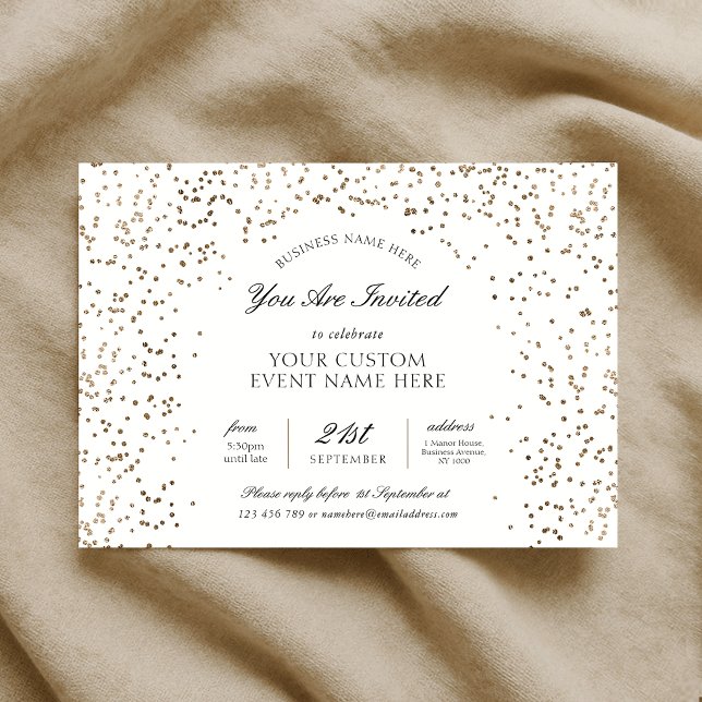 Invitación Evento de Cena de Gala Empresarial con Brillo Dora (Subido por el creador)