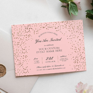 Invitación Evento de Cena de Gala Empresarial con Brillo Rosa