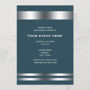 Invitación Evento de cena elegante gris azul y plata