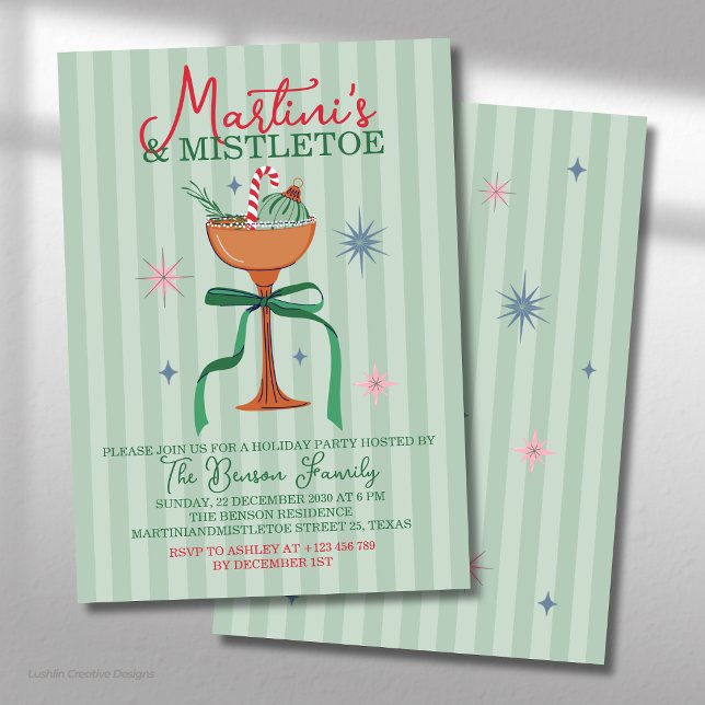Invitación evento de cóctel de Navidad Martini's & Mistletoe (Subido por el creador)