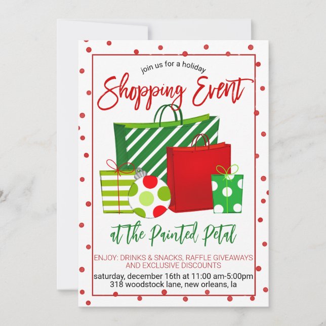 Invitación Evento de compras de vacaciones (Anverso)