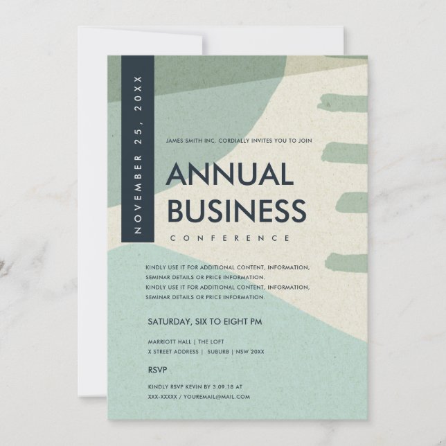 INVITACIÓN EVENTO DE CONFERENCIA AZUL DE ART AQUA MODERNO ABS (Anverso)