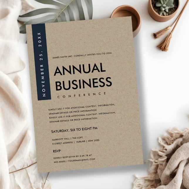 INVITACIÓN EVENTO DE CONFERENCIA KRAFT BLANCO NAVY MÍNIMO MOD (Subido por el creador)