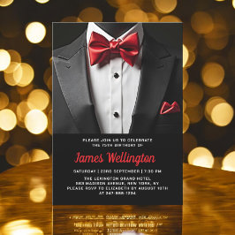 Invitación Evento de cumpleaños Black and Red Tuxedo