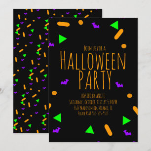Invitación Evento de cumpleaños con purpurina de Halloween de