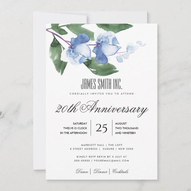 INVITACIÓN EVENTO DE FIESTA CORPORATIVA DE ACUARELA FLORAL VE (Anverso)