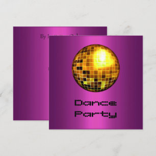 Invitación Evento de fiesta de baile Bola de espejos dorada p