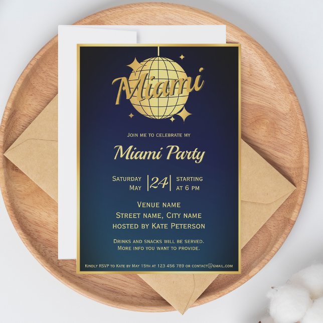 Invitación Evento de fiesta de baile de discoteca de Miami Be (Subido por el creador)