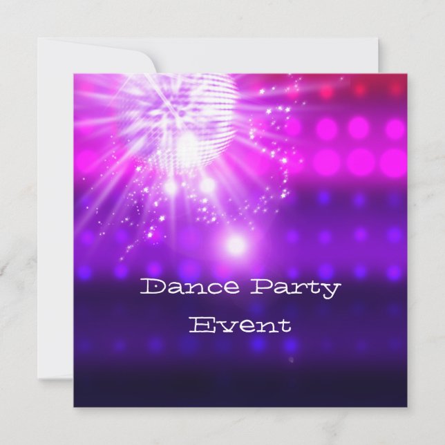 Invitación Evento de fiesta de baile Espejo de plata rosa púr (Anverso)