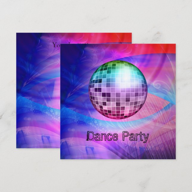 Invitación Evento de fiesta de baile Pink Blue Abstract Mirro (Anverso / Reverso)