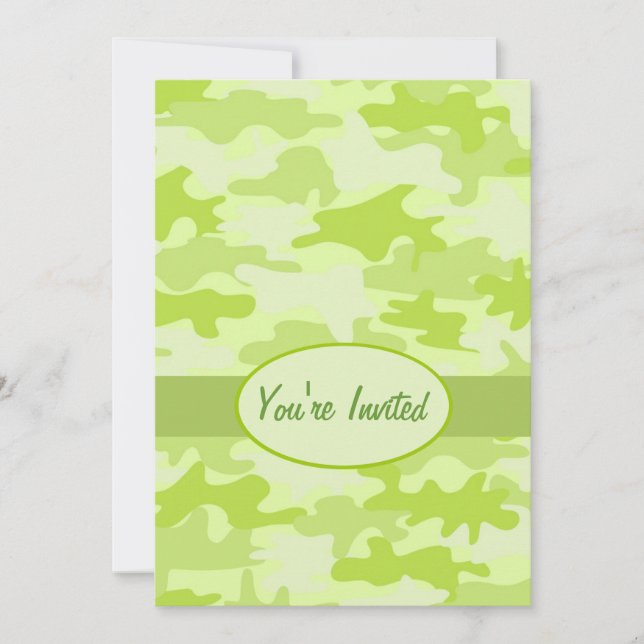Invitación Evento de Fiesta de camuflaje Lime Green Camo (Anverso)