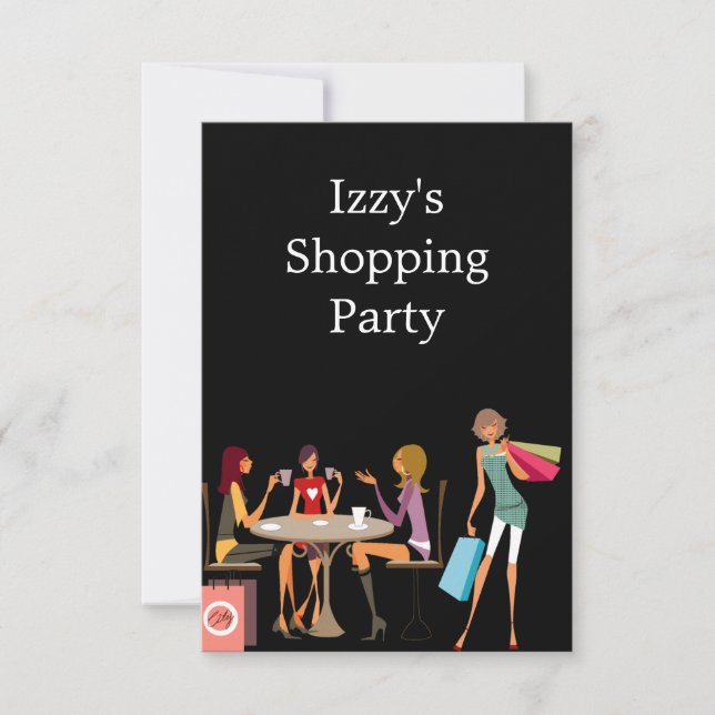 Invitación Evento de Fiesta de Compras de Chicas Negras (Anverso)