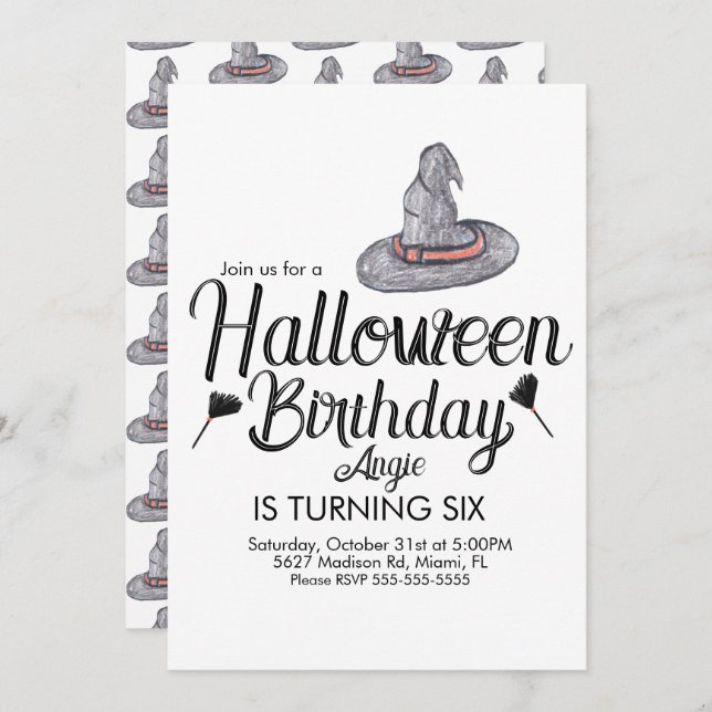 Invitación Evento de fiesta de cumpleaños de Halloween de bru (Anverso / Reverso)