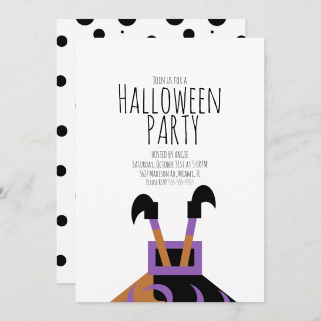 Invitación Evento de Fiesta de cumpleaños de Witch Halloween  (Anverso / Reverso)