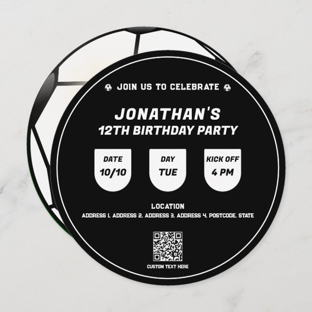 Invitación Evento de fiesta de cumpleaños sobre el tema del f (Anverso / Reverso)