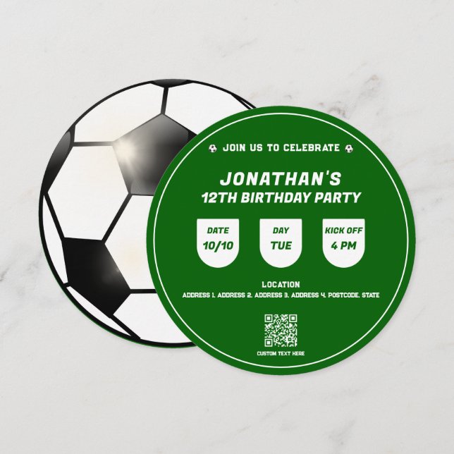 Invitación Evento de fiesta de cumpleaños sobre el tema del f (Anverso / Reverso)