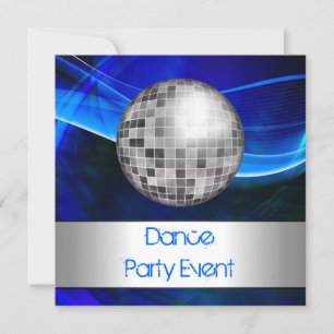 Invitación Evento de Fiesta de danza Espejo plateado azul